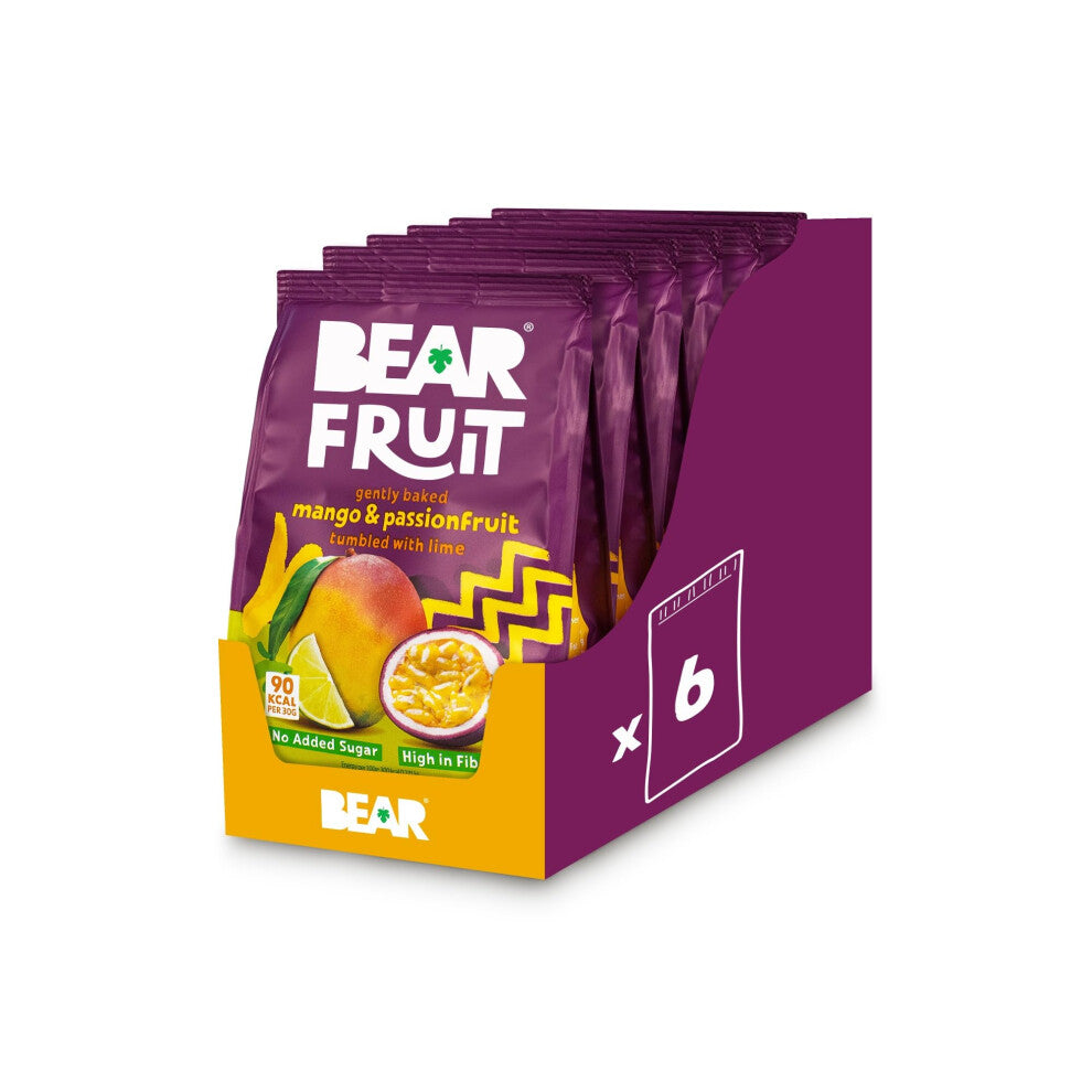 BEAR Fruit Mango & Passionfruit - Sharing Pack - Gently Baked Fruit - Healthy - Vegan - 7 x 85g