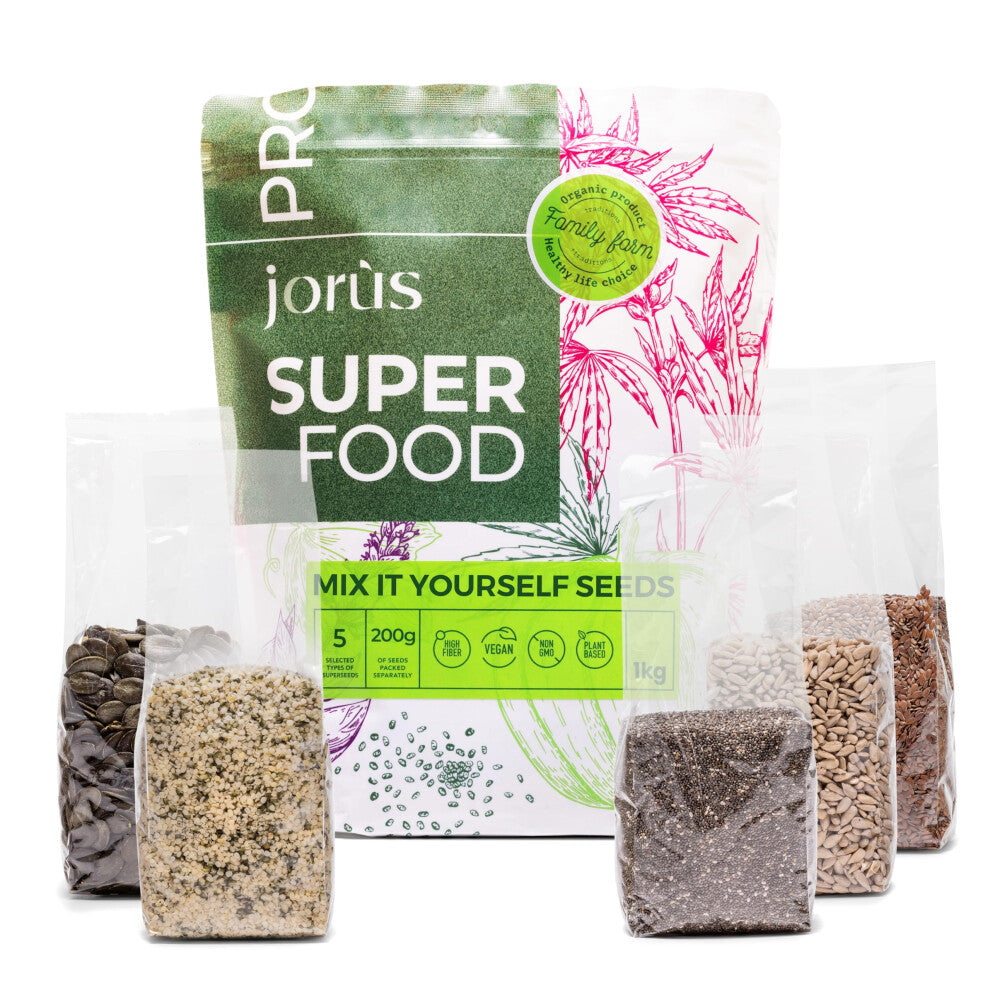 5-Pack Mixed Edible Seeds (5x200g) ? Individual Fresh Bags for Convenience ? Nutrient-Rich Superfood Blend with Omega & Protein Seeds, HACCP-Certified