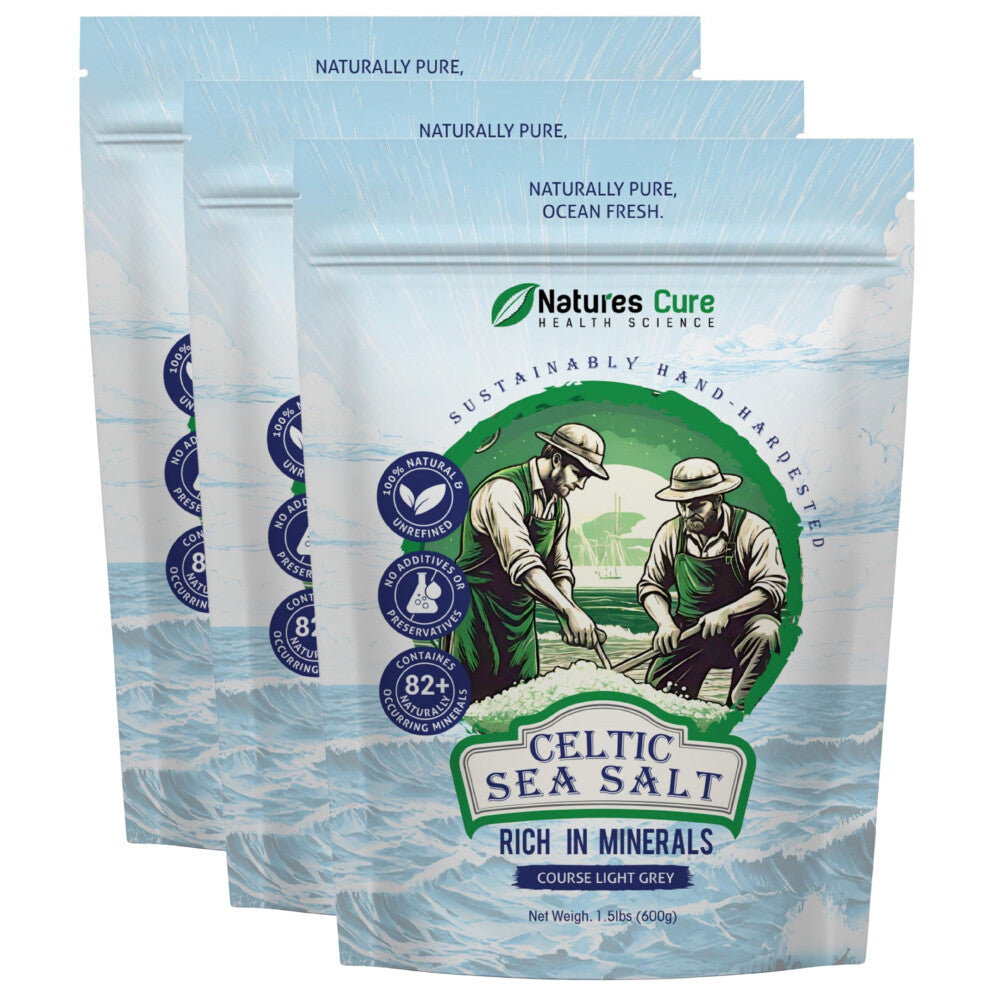 Celtic Sea Salt ? 100% Natural Unrefined Celtic Sea Salt ? Over 85 Rich Minerals Naturally Included ? Light Grey, 1800g ? by Natures Cure