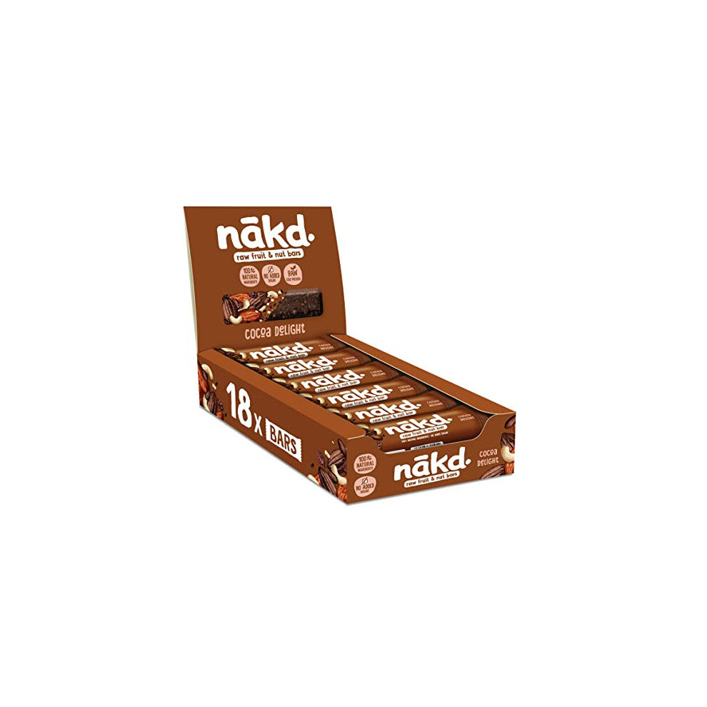 Nakd Cocoa Delight Natural Fruit & Nut Bars - Vegan - Healthy Snack - Gluten Free - 35g x 18 bars