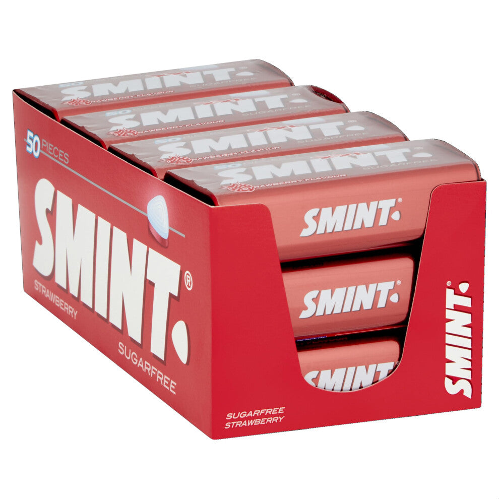 Smint Sugar Free Strawberry Mints, Suitable for Vegetarians - 12 x 50 XXL Tins