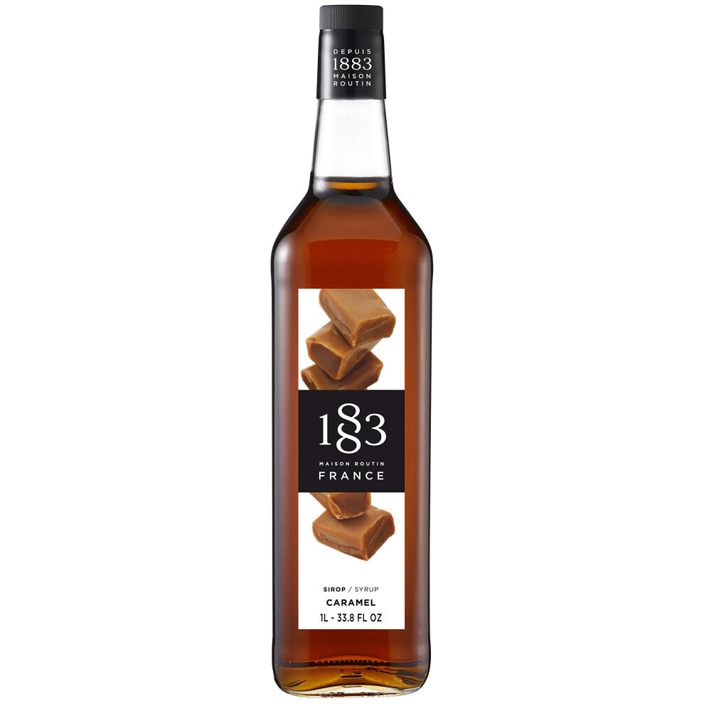 1883 Maison Routin Premium Caramel Syrup for Coffee, Hot Chocolate & Milkshakes Glass 1L