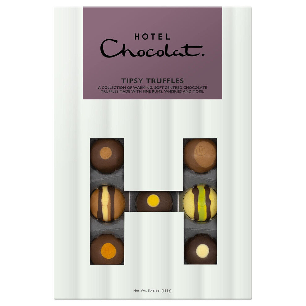Hotel Chocolat Tipsy Truffles H-Box - 14 Of Our Finest Alcoholic Chocolates, 155g - Suitable for Vegetarians - Gifts For Birthday, Thank You,