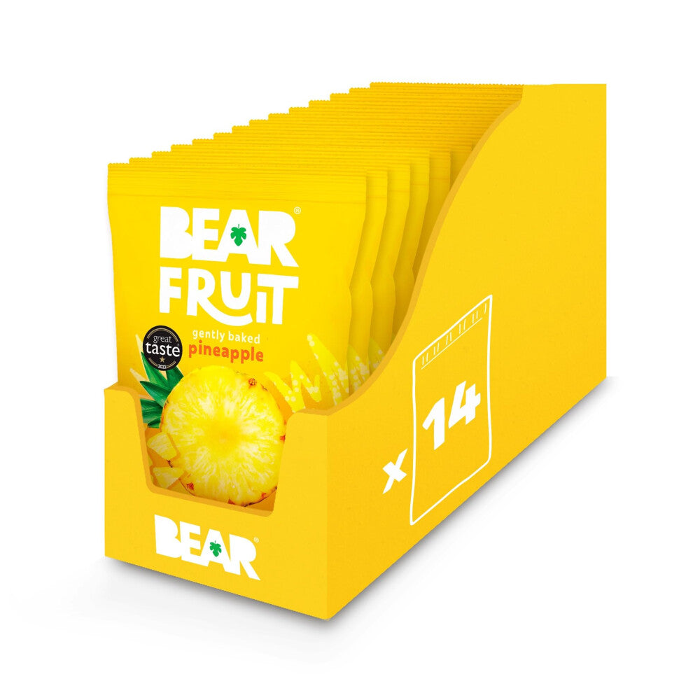 BEAR Fruit Dried Pineapple Packs - Gently Baked Fruit - Healthy - Vegan - 14 x 35g