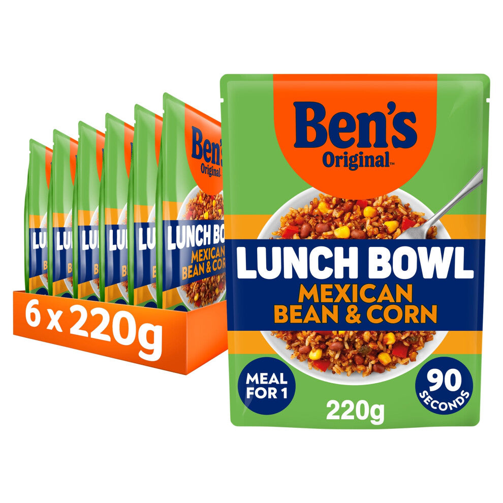 Ben's Original Lunch Bowl Mexican Style Beans, Corn and Wholegrain Rice Pouch, Bulk Multipack 6 x 220g