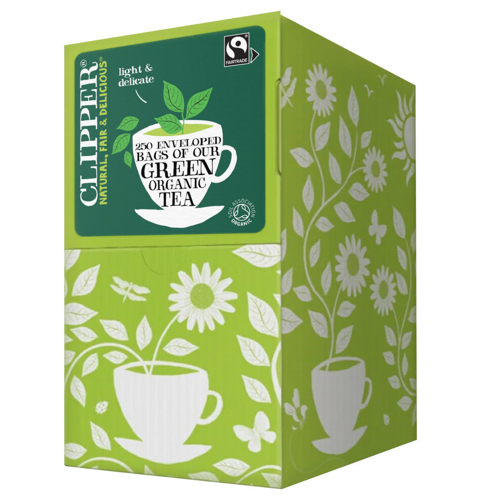 Clipper Organic Pure Green Tea Bags | 250 Individually Wrapped Teabags | Bulk Buy for Home, Catering & Parties | Eco-Conscious, Fair Trade Tea |