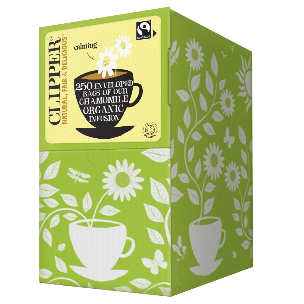 Clipper Organic Chamomile Tea Bags | 250 Individually Wrapped Infusion Teabag Sachets | Bulk Buy for Home & Catering | Caffeine-Free Fairtrade Herbal