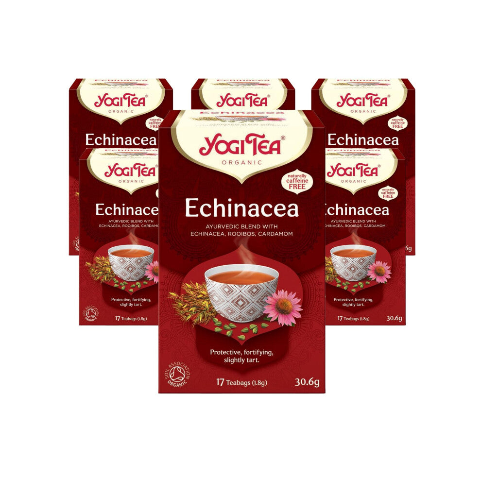 Yogi Tea, Echinacea, Organic Herbal Tea, Naturally Caffeine Free, Blend of Echinacea, Rooibos and Cardamom, 6 Packs x 17 Tea Bags (102 Teabags Total)