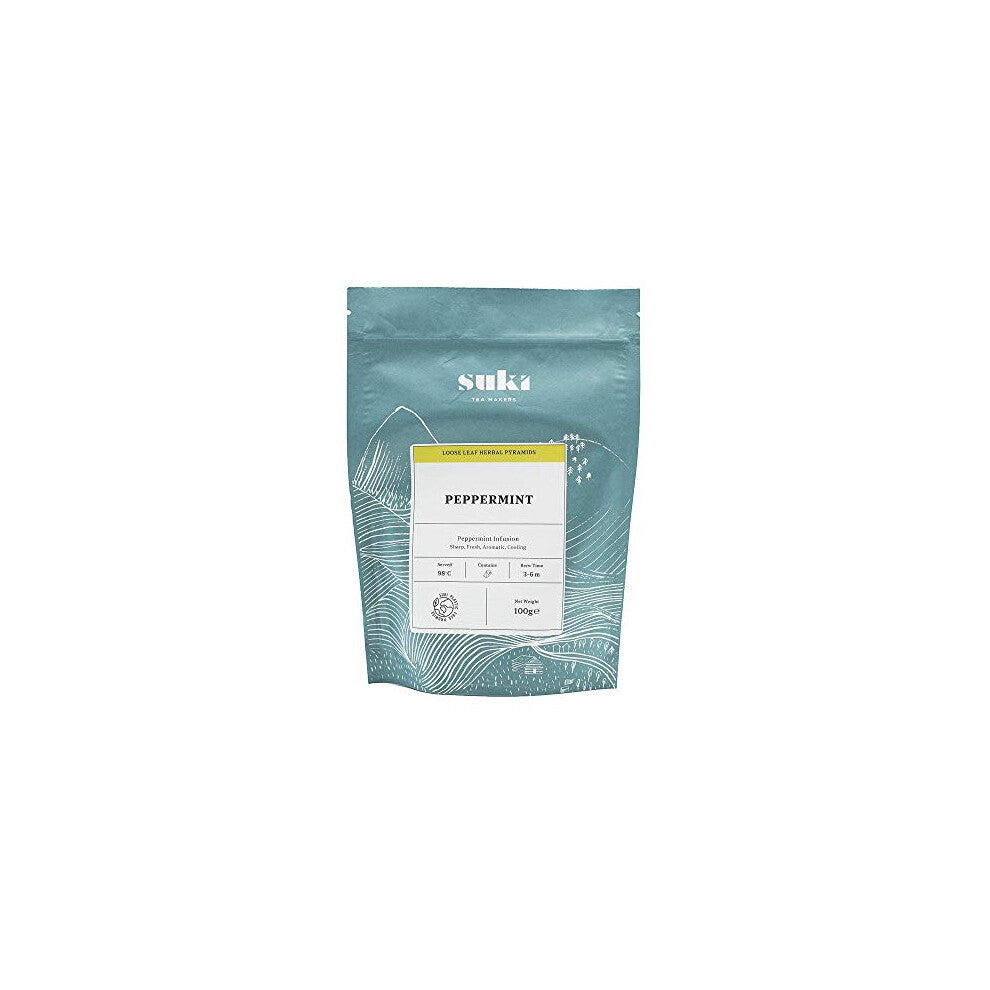Suki Tea Peppermint Tea - Pack of 50 Pyramid Tea Bags - 100 percent Peppermint Leaves - Mint Tea - Fresh and Sharp - Great Taste - Brews in 3-6