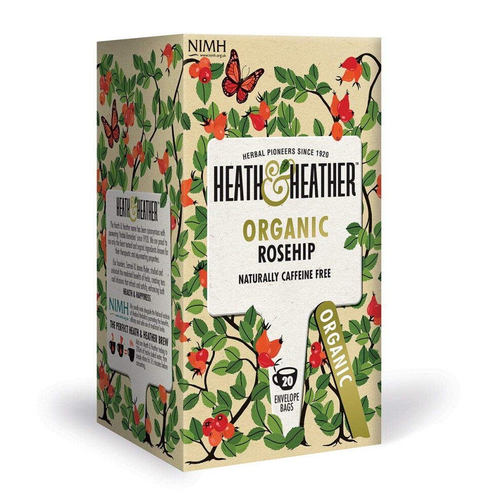 Heath & Heather Organic Wild Rosehip Tea 20 Bags (Pack of 6)