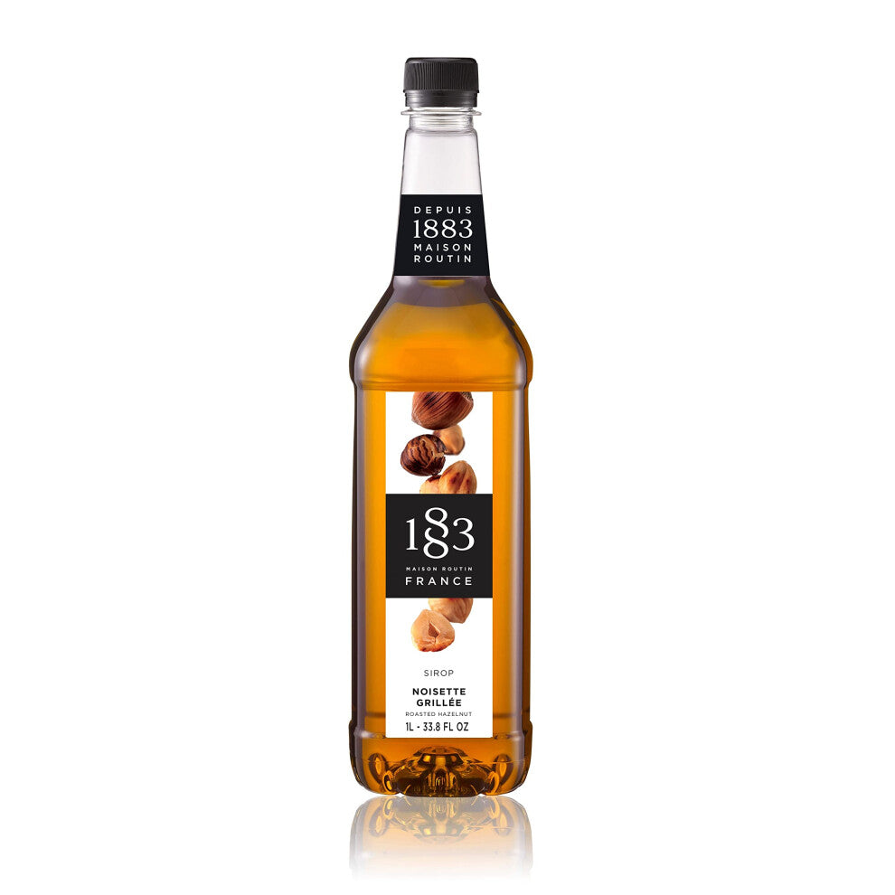 1883 Maison Routin Premium Roasted Hazelnut Syrup for Coffee, Tea, Hot Chocolate & Baking PET 1L