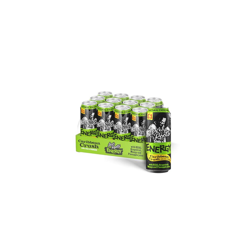 Levi Roots Caribbean Crush Carbonated Grapefruit, Mango & Pineapple Flavoured Energy Drinks 500ml (case of 12)