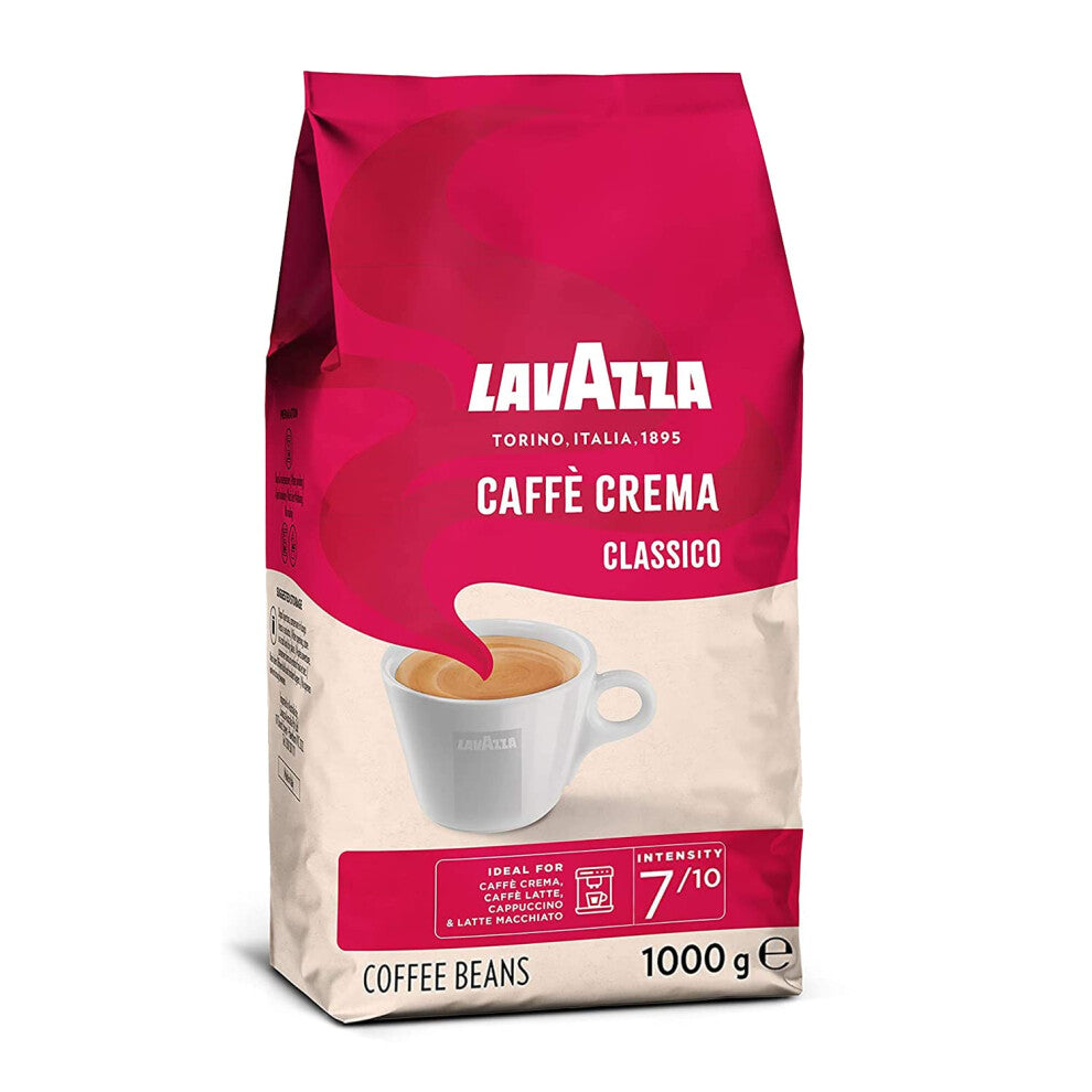 Lavazza Caff? Crema Classico, Coffee Beans, Arabica and Robusta, Cocoa and Wood Notes, Intensity 7-10, Medium Roasting, 1 Kg