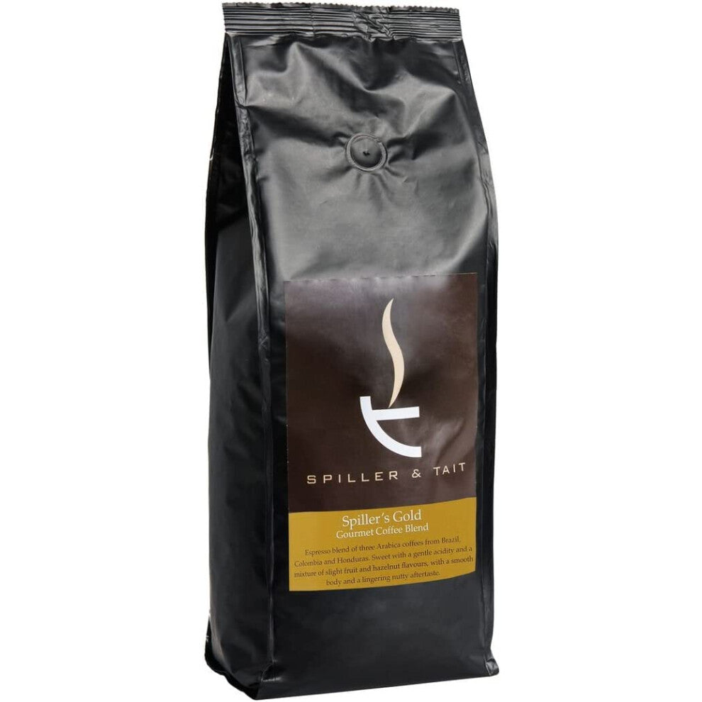 Spiller & Tait Spiller's Gold, Gourmet Coffee Bean Blend 1kg Bag, Arabica Beans Espresso Blend Medium-Dark Roast - Suitable for All Coffee Machines