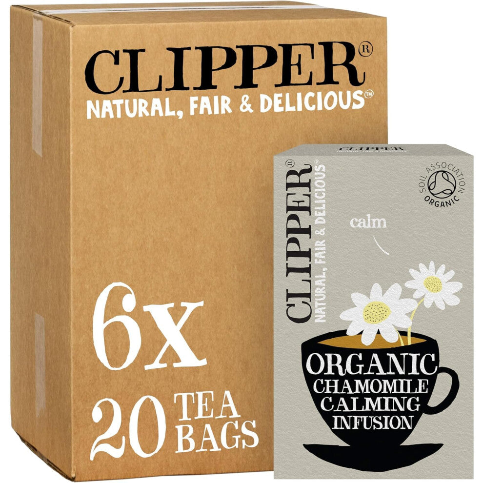 Clipper Organic Chamomile Tea Bags | 120 Infusion Teabag Sachets (6 x Boxes of 20) | Bulk Buy for Home & Catering | Caffeine-Free Herbal Tea Bags |