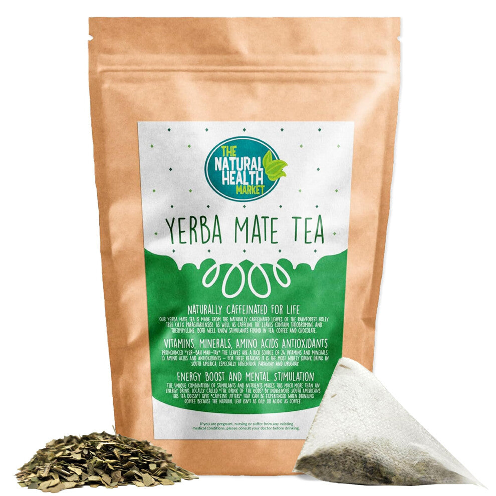 Yerba Mate Tea Bags By The Natural Health Market 100 Bags ? A Powerful Stimulant Containing Natural Vitamins & Mineral ? Caffeine Without The Jitters!