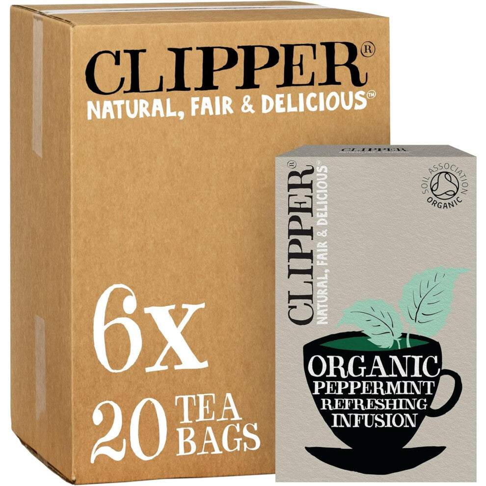 Clipper Organic Peppermint Tea Bags | 120 Infusion Mint Teabag Sachets (6x Boxes of 20) | Bulk Buy, Home & Catering | Caffeine-Free Herbal Tea Bags |