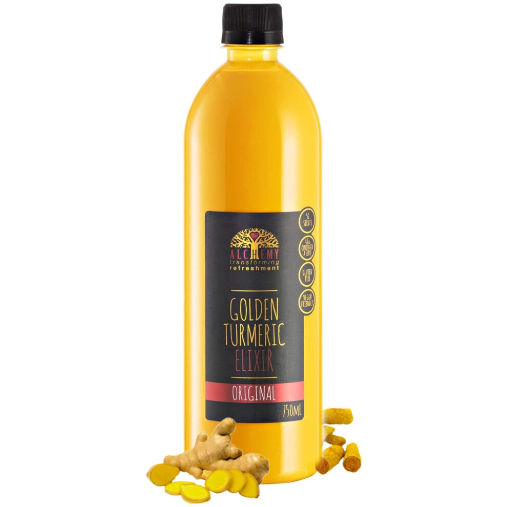 Alchemy Cordial Turmeric Elixir Syrup, Latte Superfood, Delicious Healthy Drink with Ginger & Cinnamon, Vegan Gluten Free Coffee Alternative (1 x