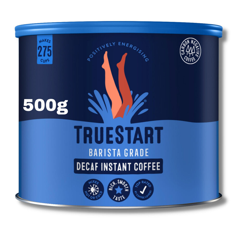 TrueStart Barista Grade DECAF Instant Coffee - 500g (275 Cups), Premium Freeze Dried, Smooth Rich Coffee Beans Roast, 100% Full Flavour - Office,