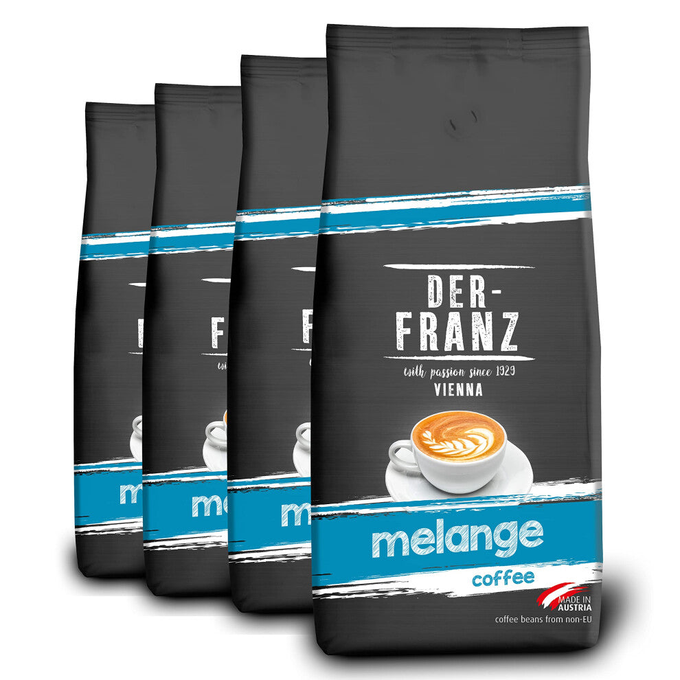 Der-Franz Melange Coffee, whole bean, 4 x 1000 g