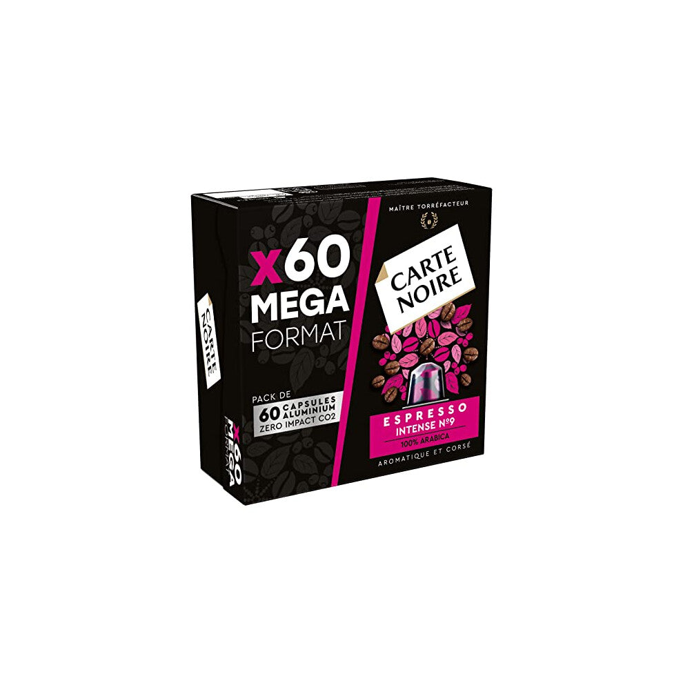 Carte Noire, Espresso Intense, Nespresso Compatible Aluminium Capsules, 1 Pack of 60 Coffee Pods, 100% Arabica, Dried Fruit and Chocolate Notes,
