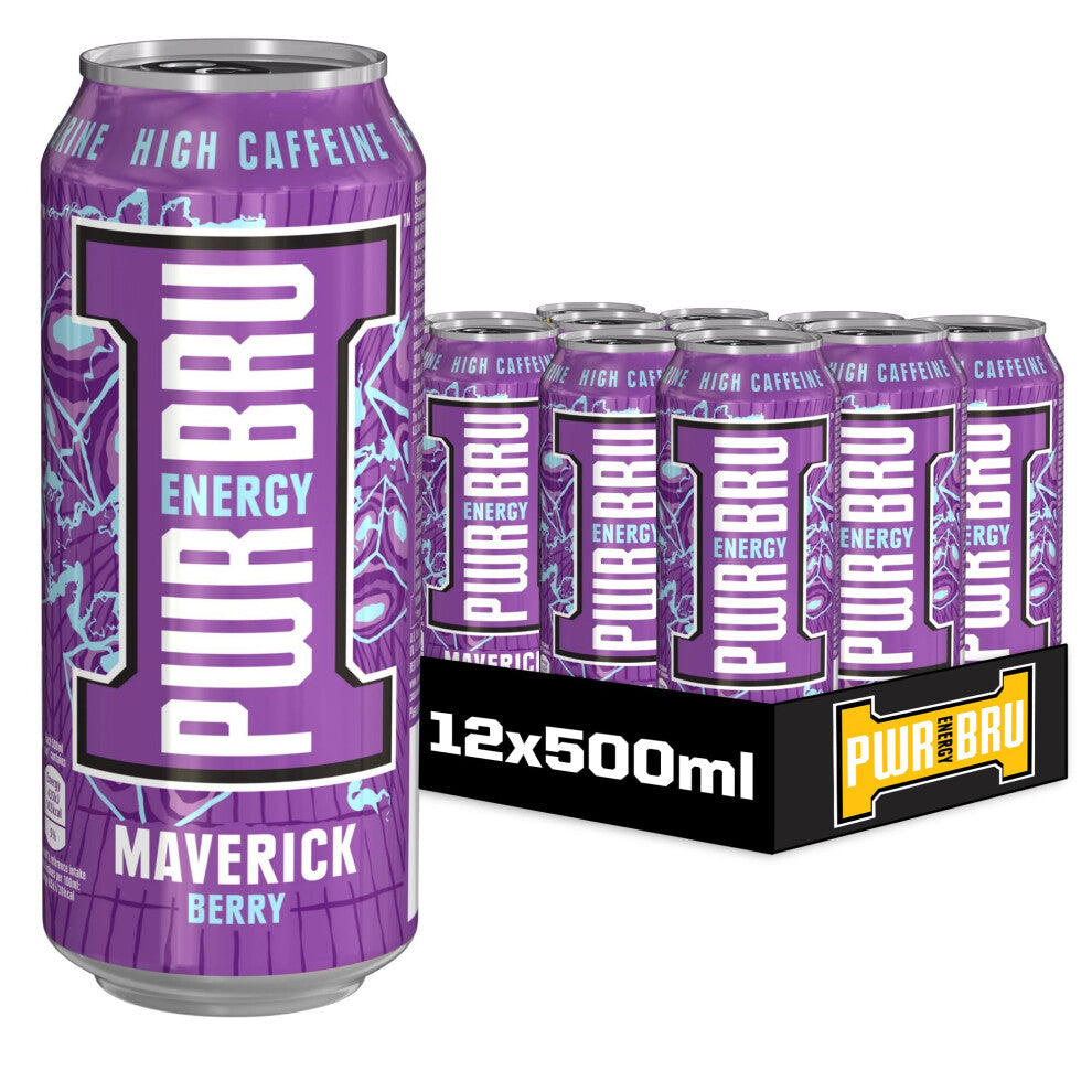 ???-??? Maverick Berry 12 Pack Big Can Energy Drink with High Caffeine, Taurine and Vitamins - 12 x 500ml Cans