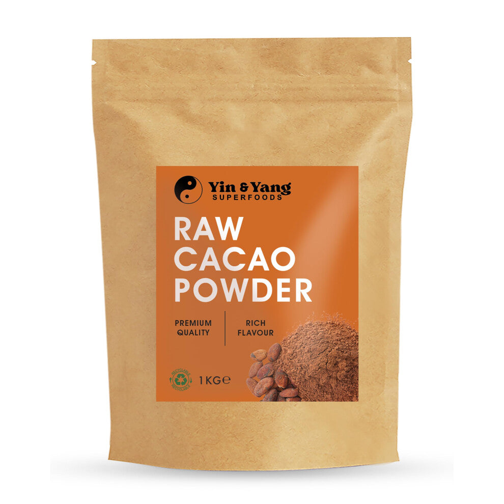 Cacao Powder 1kg, by Yin & Yang Superfoods. Pure and Raw, Baking Grade, 100% Natural, High in Fibre and Protein, GMO and Palm Oil Free - Ethically