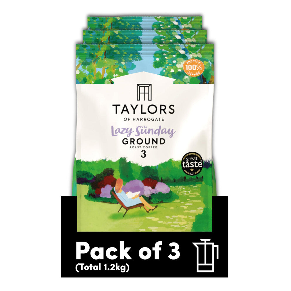 Taylors of Harrogate Lazy Sunday Ground Coffee, 400 g (Pack of 3)