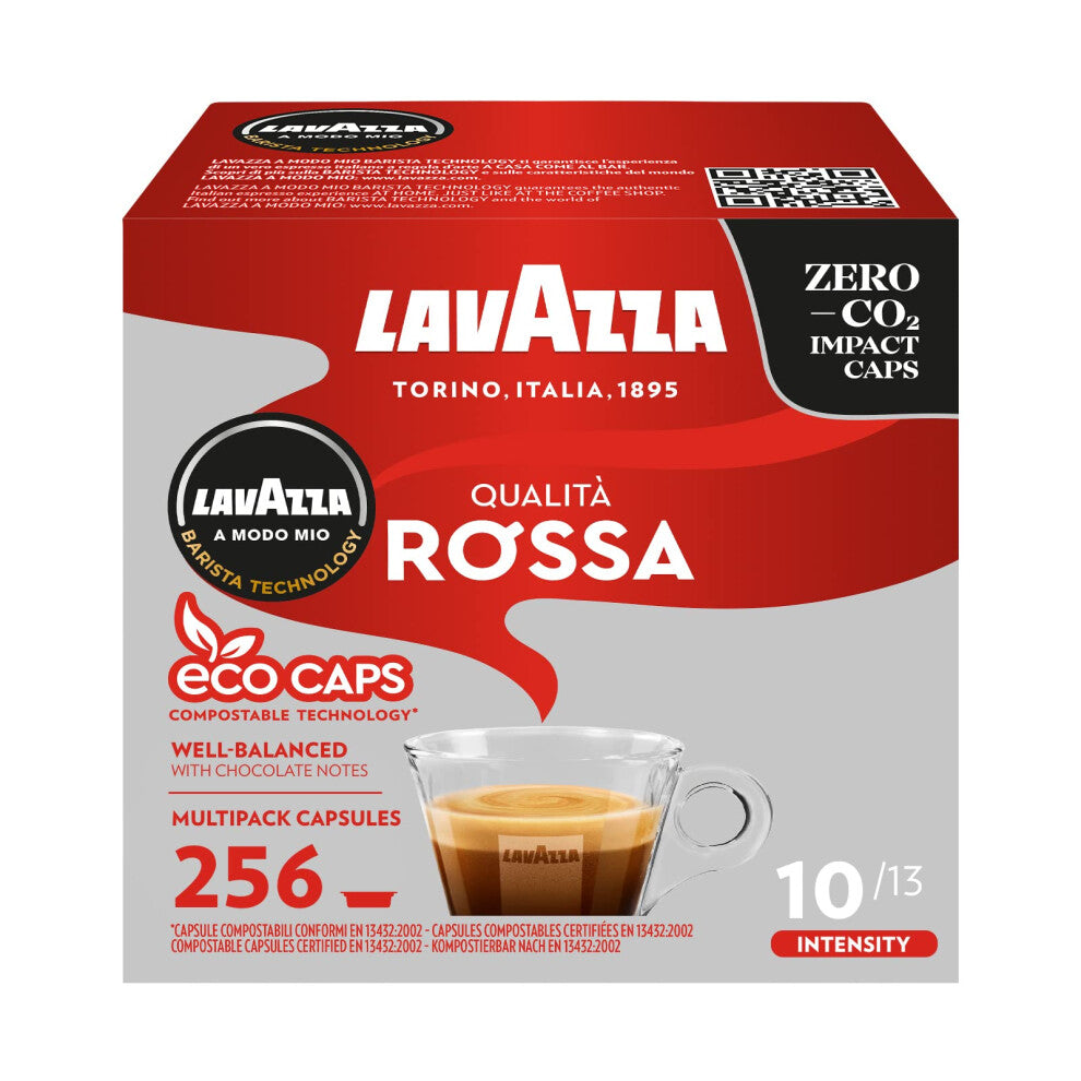 Lavazza, A Modo Mio Qualit? Rossa, Coffee Capsules, Arabica and Robusta, Full and Sustained Taste, Intensity 10-13, Medium Roasting, Compostable, 16