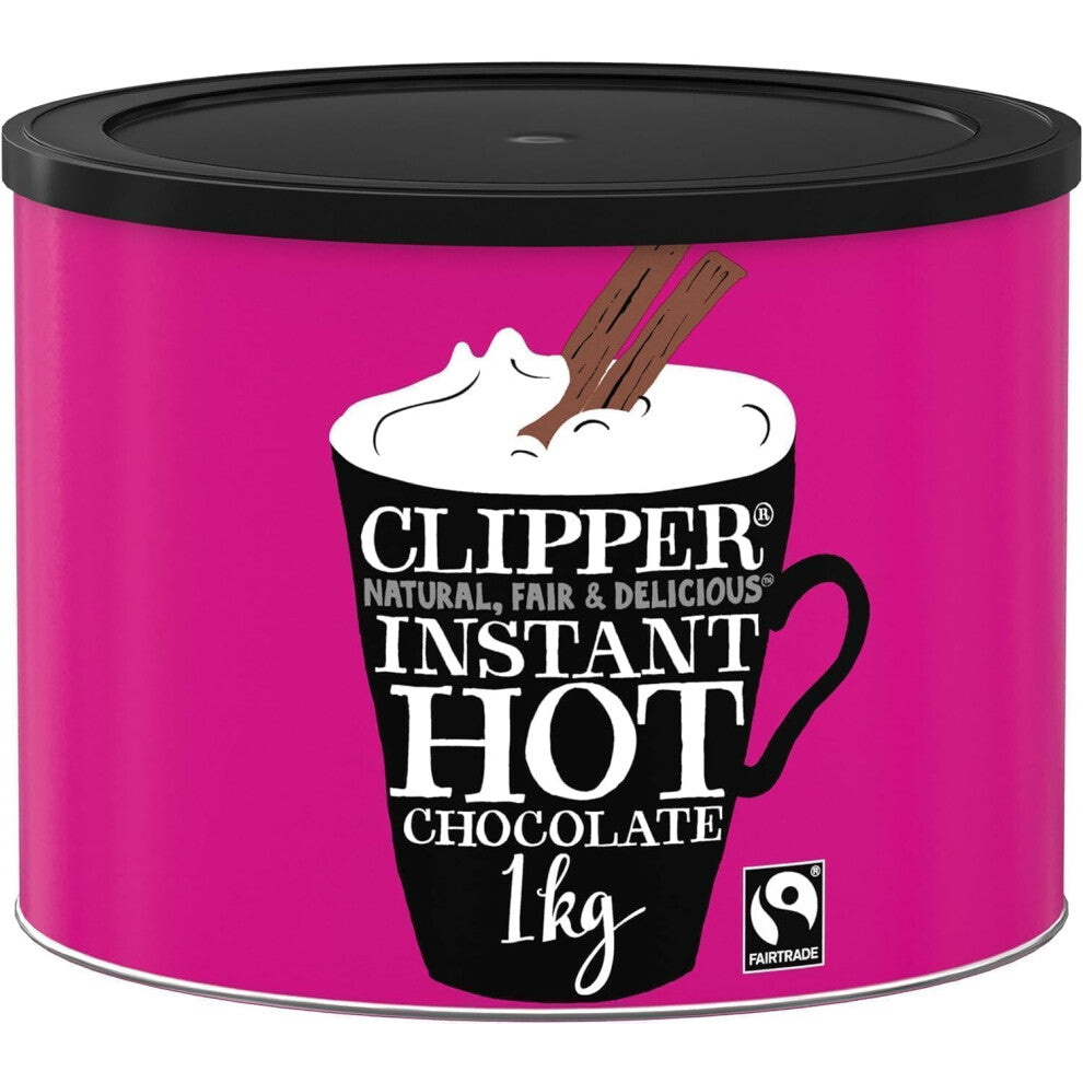 Clipper Instant Hot Chocolate | 1kg Hot Chocolate Powder | Bulk Buy Tub for Home or Office | Eco-Conscious Fairtrade Add Water Hot Chocolate | Luxury