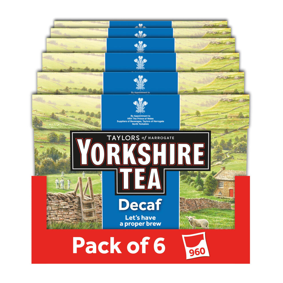 Yorkshire Tea Decaf, 6 Boxes of 160 Tea Bags (Total 960 Tea Bags)