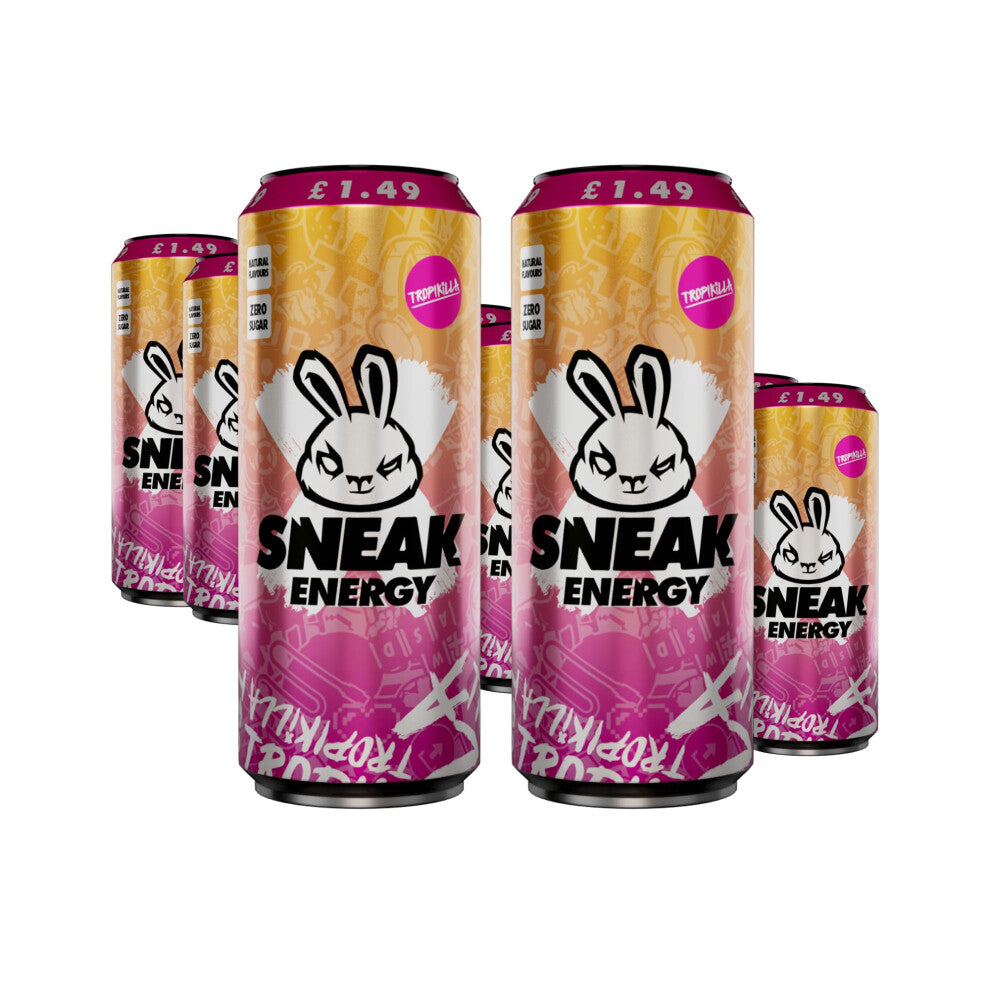 SNEAK Energy Drink Cans | Tropikilla | No Sugar. No Nasties. Just Natural Caffeine, Focus Boosting Nootropics in a Can | 330ml x 12