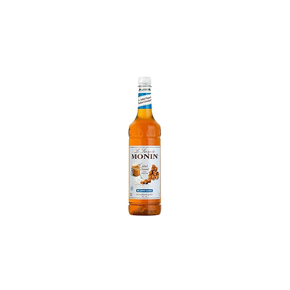 MONIN Premium Salted Caramel No Added Sugar Syrup 1L for Coffee and Cocktails. Vegan-Friendly, Allergen-Free, 100% Natural Flavours and Colourings.