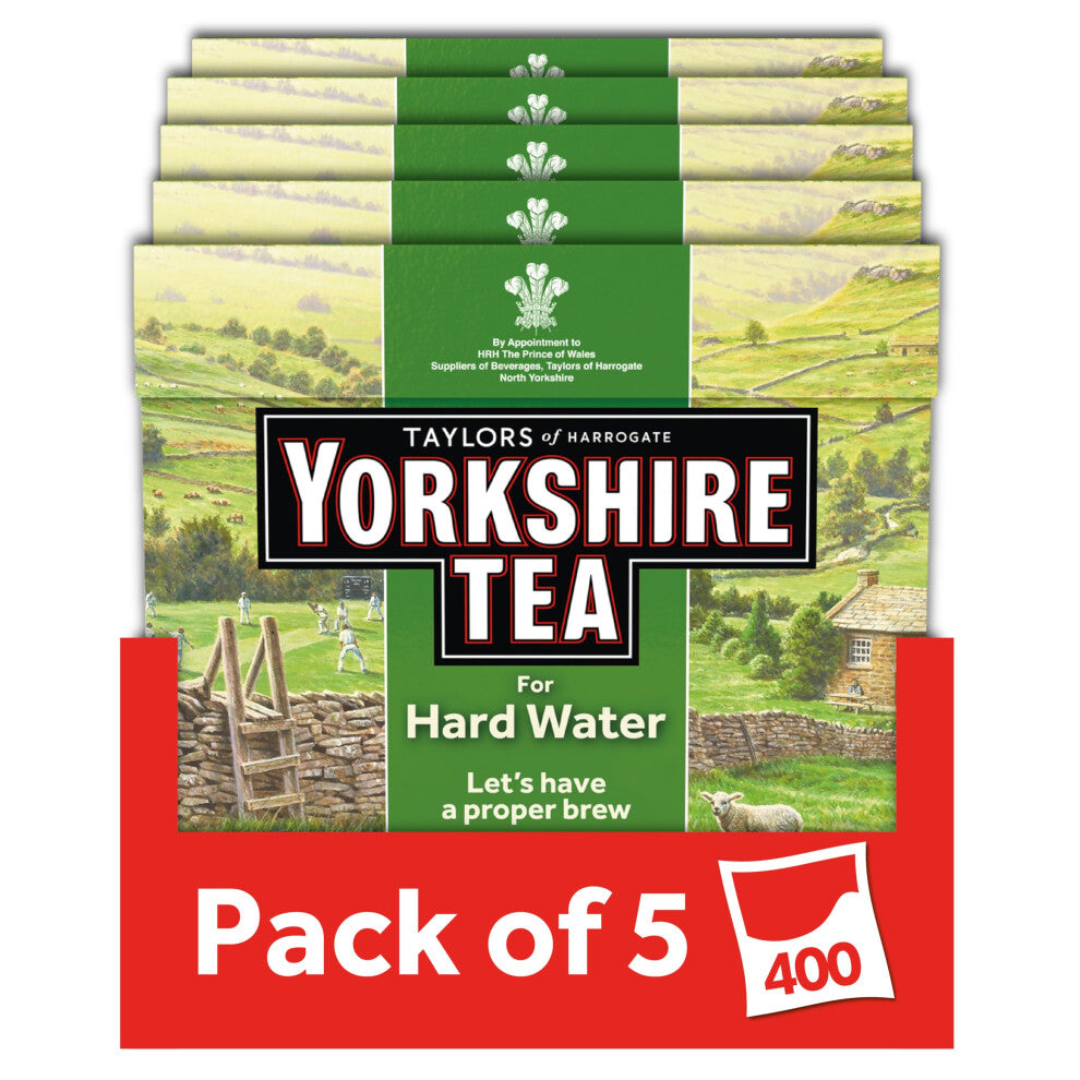 Yorkshire Tea Hard Water, 5 Boxes of 80 Tea Bags (Total 400 Bags)