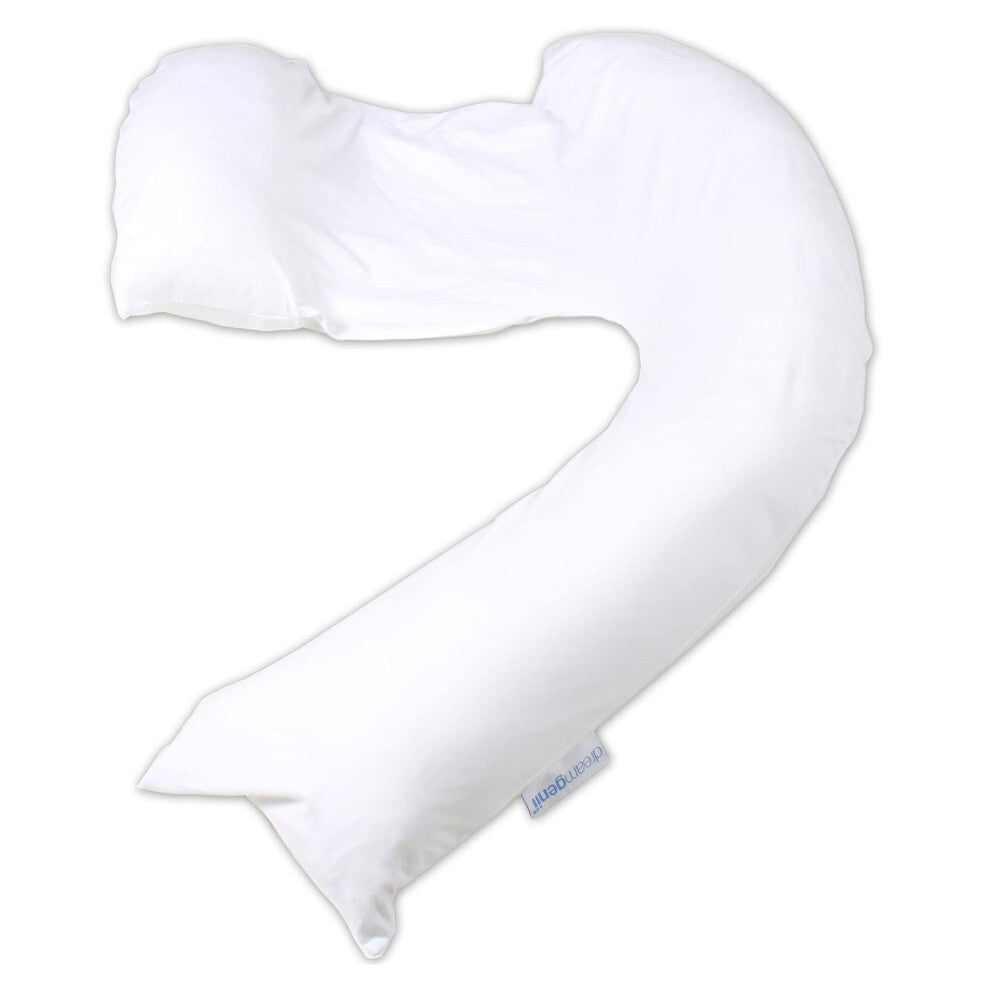 dreamgenii Pregnancy Support and Feeding Pillow, Support For Left Lateral Sleeping in Pregnancy and Beyond With Removable, Washable Cover - White