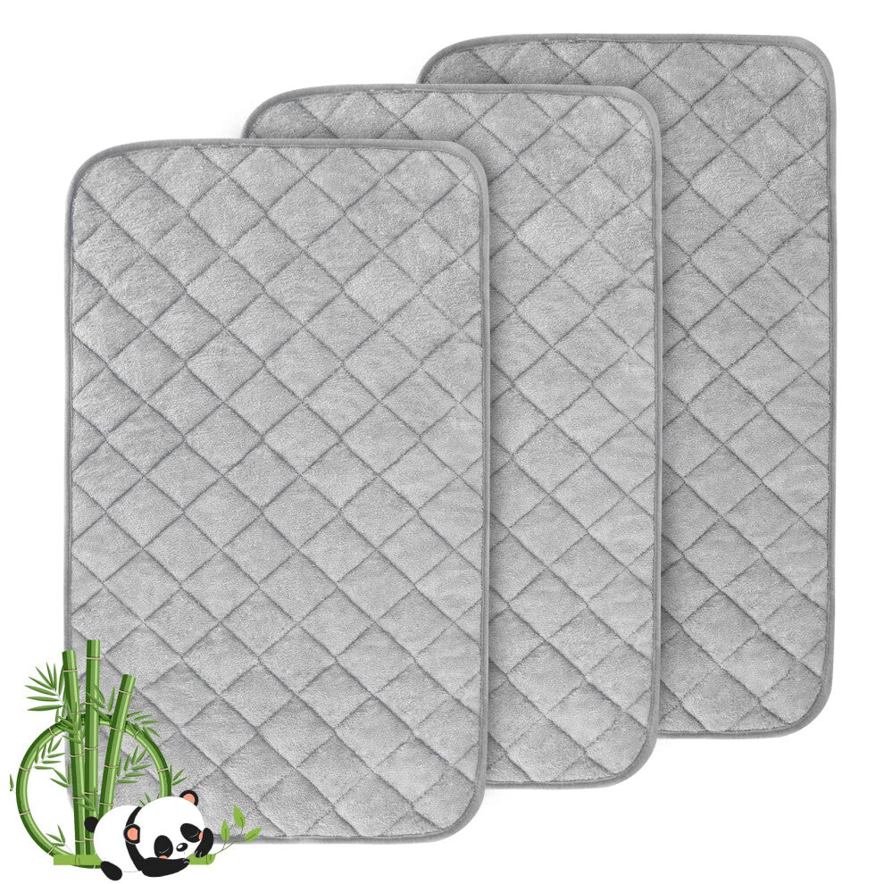 Waterproof Changing Pad Liners Grey, 3 Pack, Skin Friendly Soft Viscose Made From Bamboo Fabric and Absorbent, Diaper changing table cover, Larger In