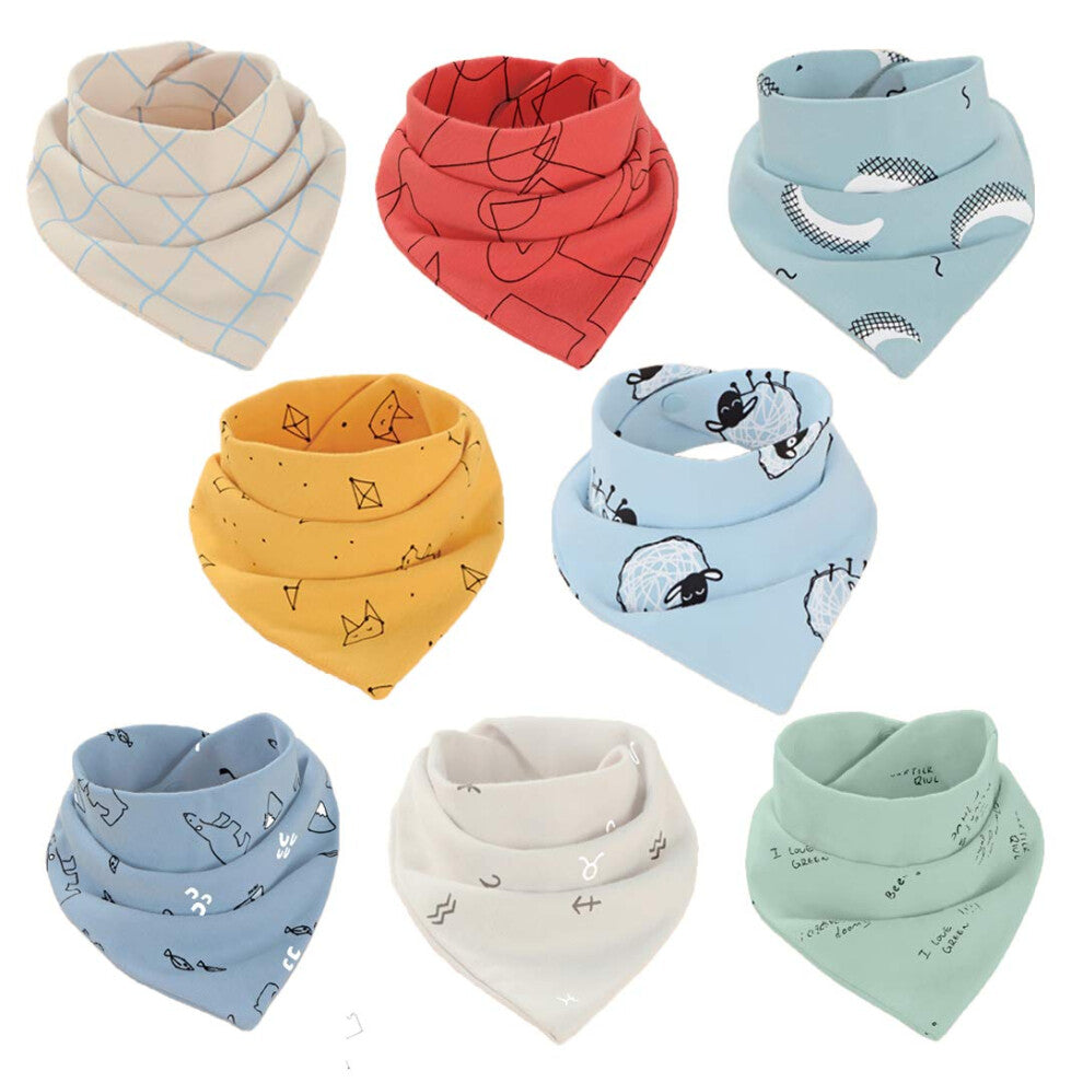 atopo Baby Bandana Bibs Cotton Dribble Bibs Drool Bibs Soft and Absorbent Saliva Towel for Toddlers Boys, 8-Pack