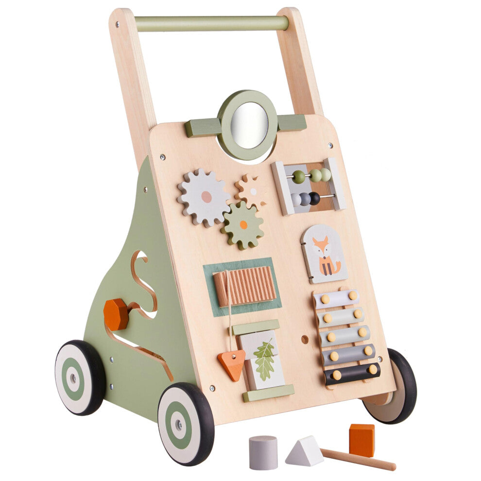 Haus Projekt Baby Walker Woodland, Wooden Walker for Babies, Toddler Activity Centre, Baby Walker Activity Cart, Wooden Toy for Early Development,