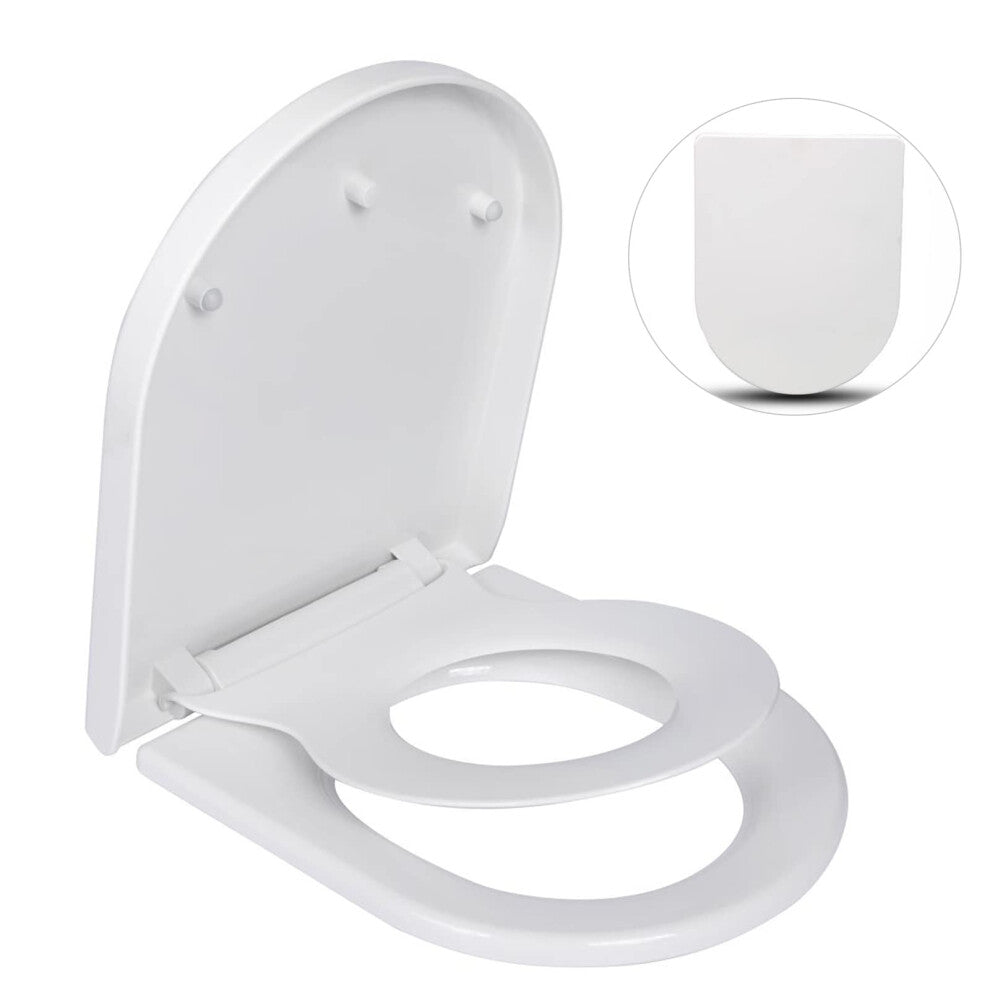 Anmas Power D Shape Family Toilet Seat with Child Seat Built-in Potty Training Toddler Seat Soft Close Quick Release Removable Hygienic UK Compatible
