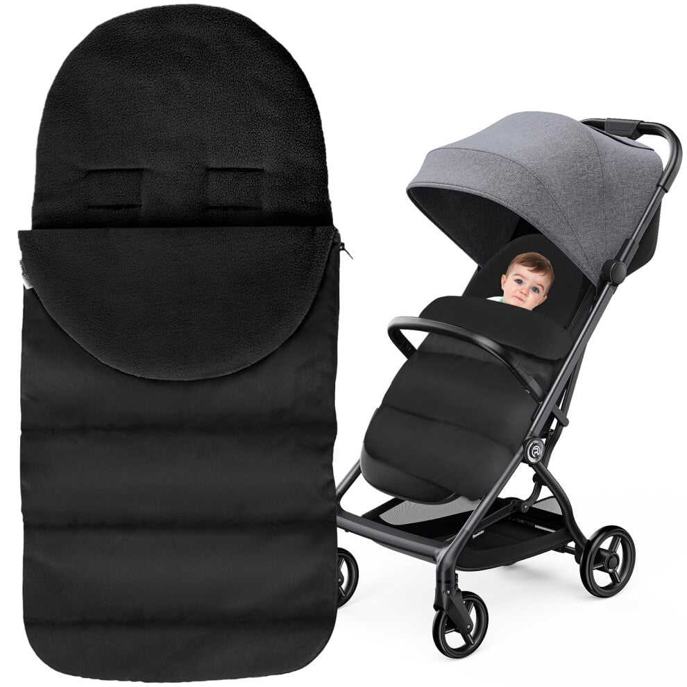 Footmuff, Cosy Toes for Pram Pushchair Footmuff Windproof Pram Footmuff Universal Baby Sleeping Bag for Pushchairs Strollers Prams Buggy (Black)