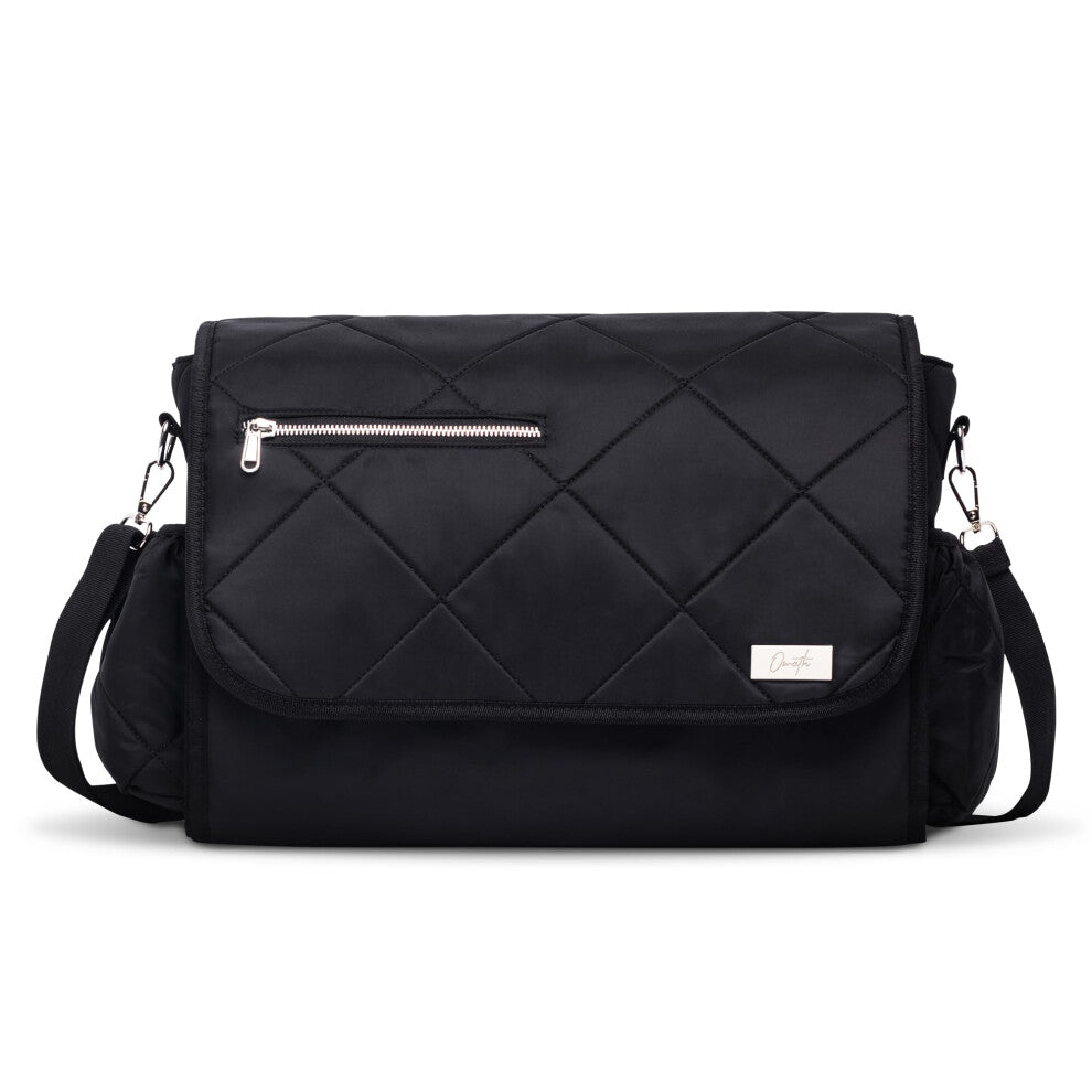 OWATH Nappy Changing Bag - Convenient Black Stylish Multifunctional Baby Bag For Mum and Dad- Baby Travel Bag With Detachable Changing Mat