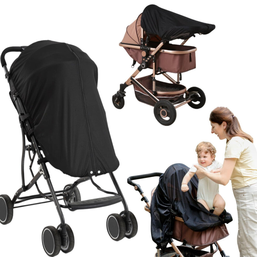 Cispree Pram Sunshade Cover,Pram Sleep Sun Cover,Pram Parasol,Sunshade and Sleep Aid for Prams,Pushchairs,Travel Strollers,Carriers,Ventilated and