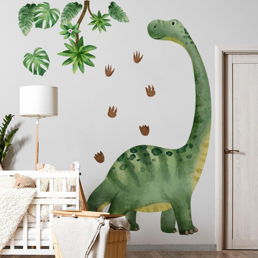 Runtoo Large Dinosaur Wall Decals Watercolor Dino Footprint Neutral Wall Stickers Baby Nursery Kids Boys Toddler Classroom Home Decor
