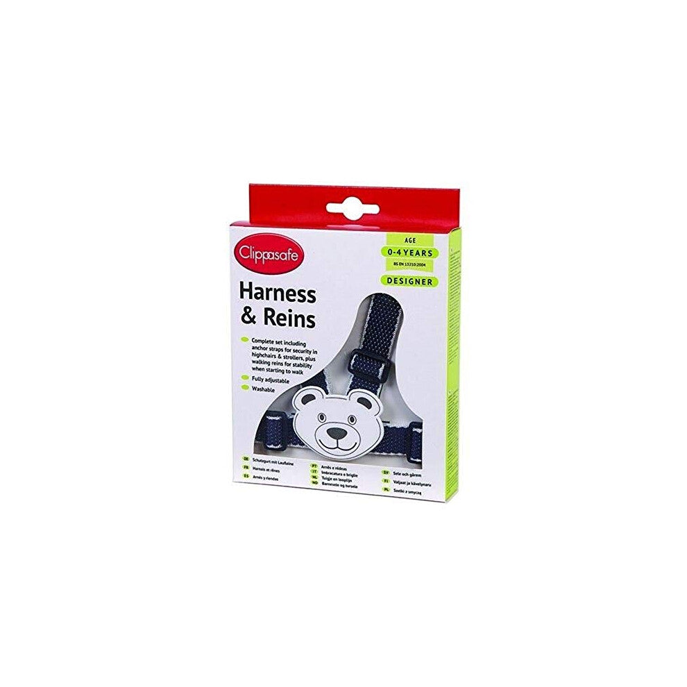 Clippasafe Adjustable Strap Soft and Breathable Anti-Lost Teddy Walking Harness for Toddlers, Babies and Kids - Navy or White