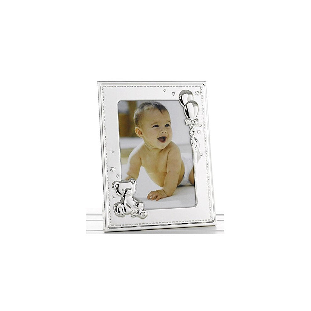 New Baby Silver Photo Frame with Teddy and Balloons for 5" x 7" Photo - 51357