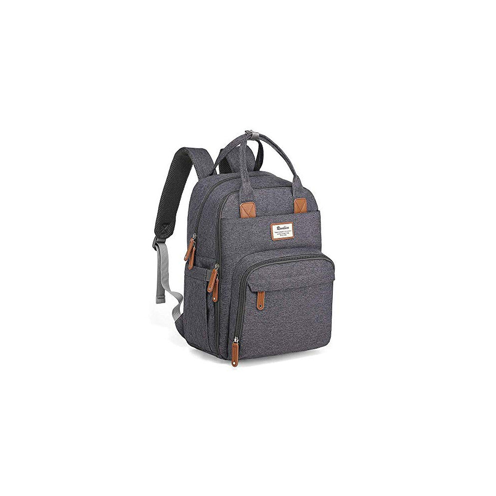 RUVALINO Diaper Backpack Large Diaper Backpack with Multifunctional Baby Bag and Mobile Changing Pad, Pacifier Holder for Mom and Dad (Dark Gray), One