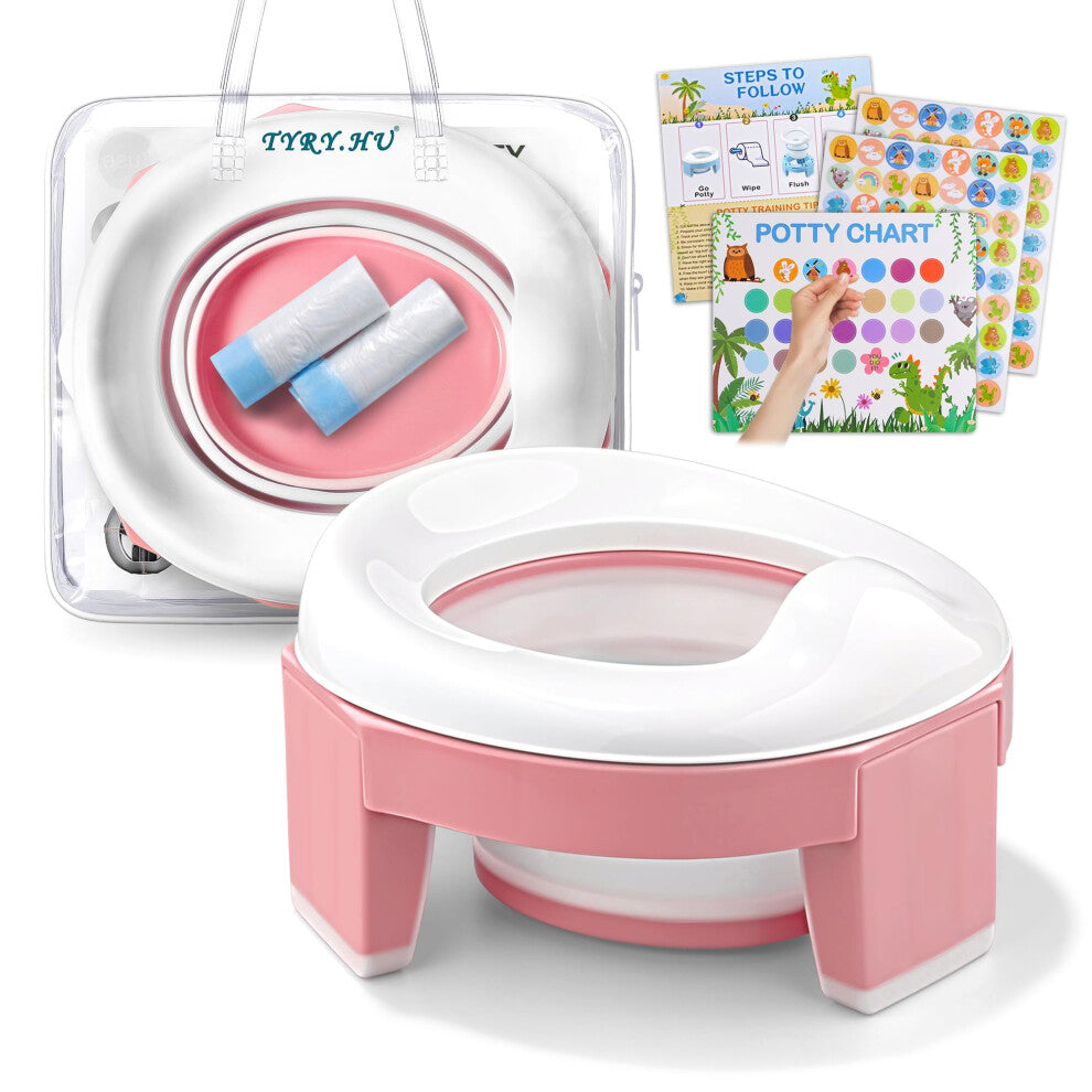 Potty Training Toilet Seat 3-in-1 Portable Travel Potty for Toddlers Foldable WC Baby Trainer Ring Seats Detachable Reusable Liners Suitable for Kids
