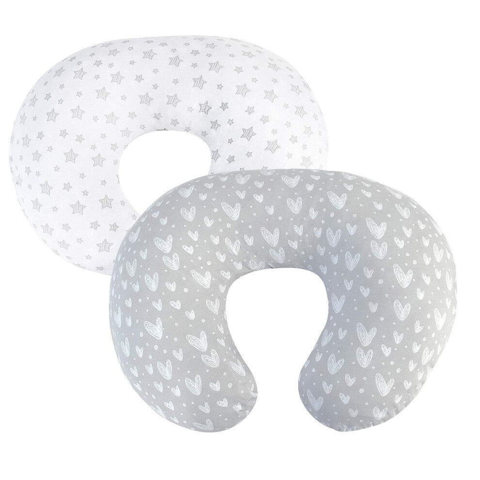 Nursing Pillow Covers (COVERS ONLY) 2 Pack, Stretchy 100% Jersey Cotton Soft Breastfeeding Pillowcases,Fits For Chicco Boppy and Widgey Nursing