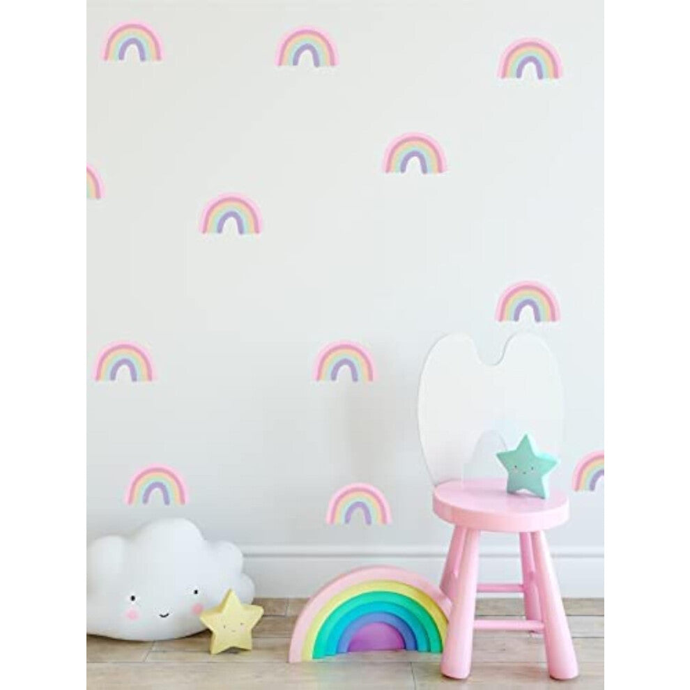 24 Pastel Colour Rainbows Wall Stickers Children's Wall Decals For Nursery Kids Bedroom Removable Wall Art