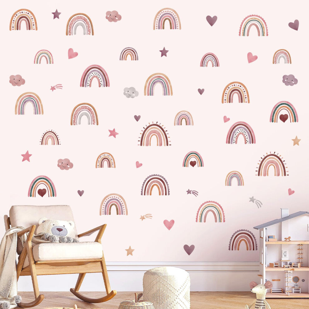 decalmile Boho Rainbow Wall Decals Watercolor Rainbow Polka Wall Stickers Baby Nursery Girls Room Bedroom Wall Decor